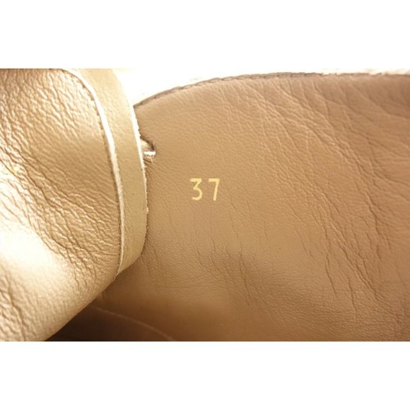 Prada Logo Beige Leather Lace Up Ankle Boots Shoes Women's 37 / 7 - Picture 3 of 12